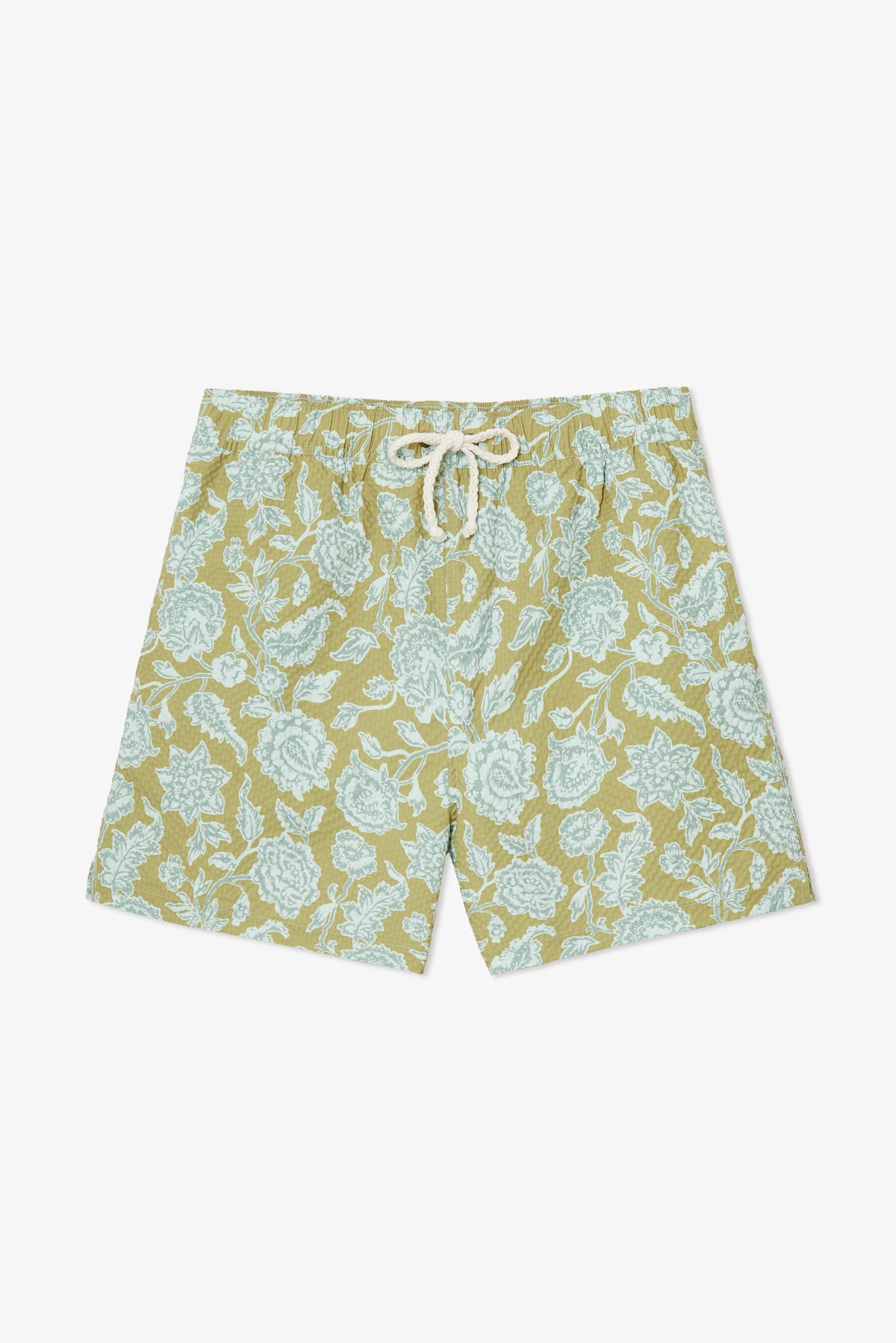 PISTACHIO FLOWER SWIM TRUNKS