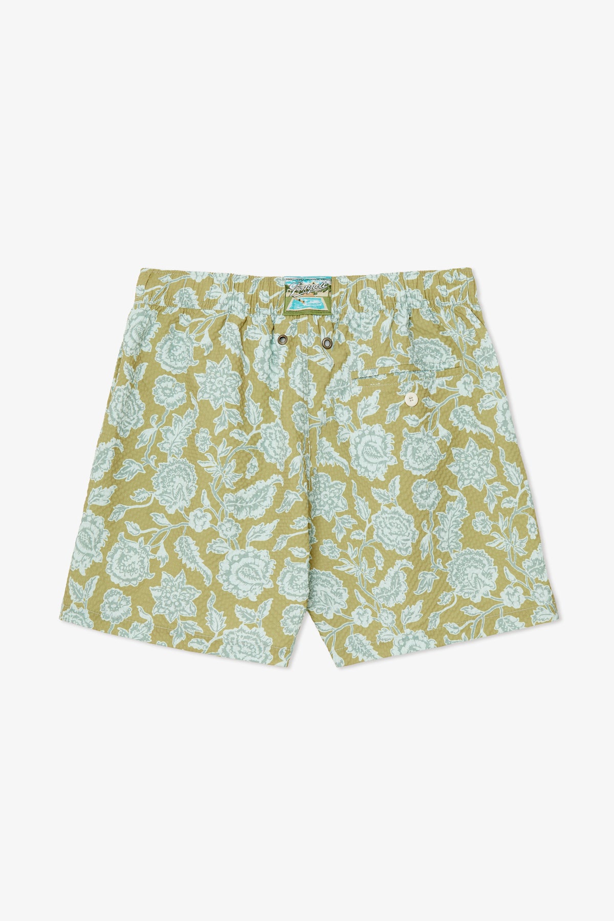 PISTACHIO FLOWER SWIM TRUNKS