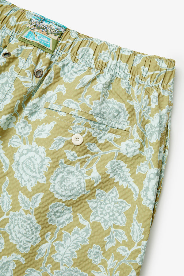 PISTACHIO FLOWER SWIM TRUNKS
