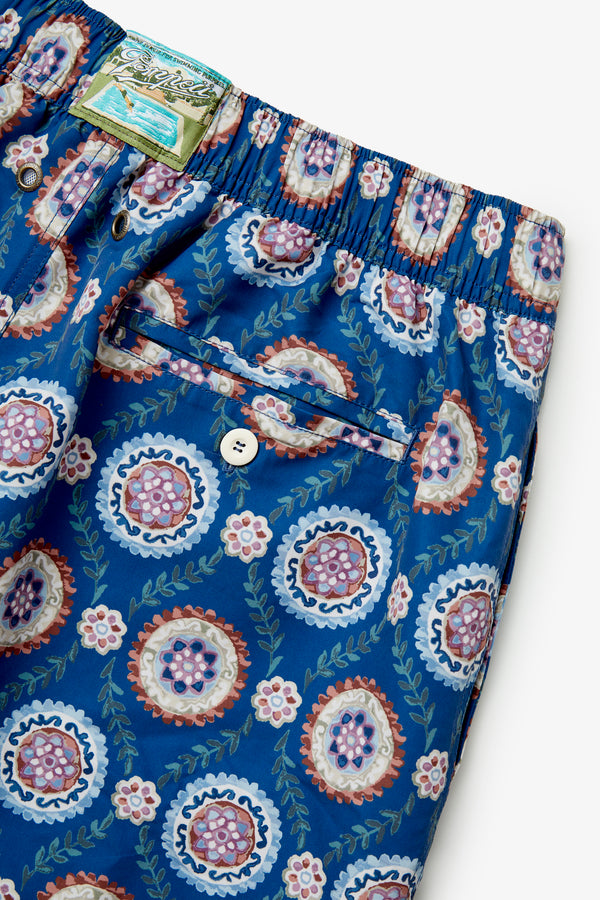 NAVY TILE SWIM TRUNKS