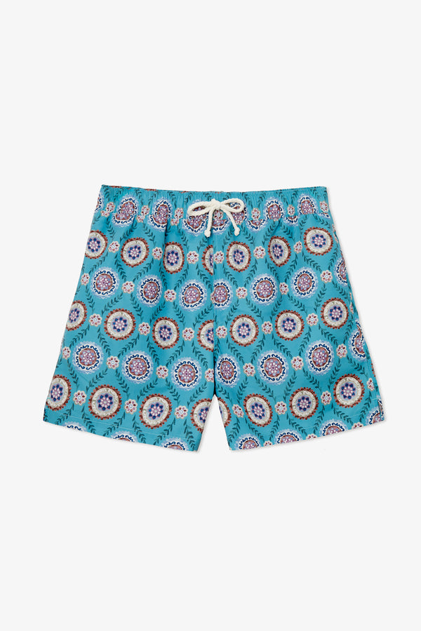 TURQUOISE TILE SWIM TRUNKS