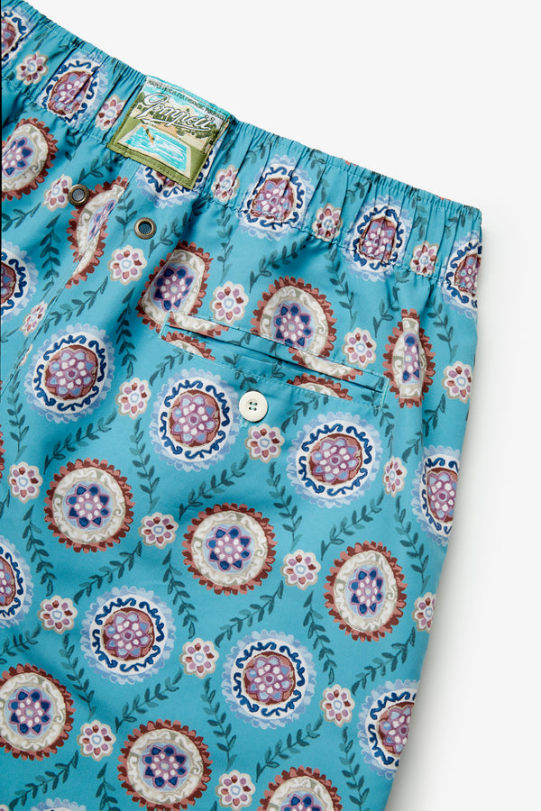 TURQUOISE TILE SWIM TRUNKS