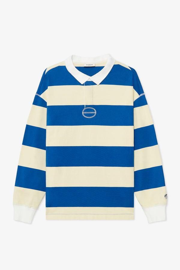 LEMON / AZURE STRIPED POLO SWEAT