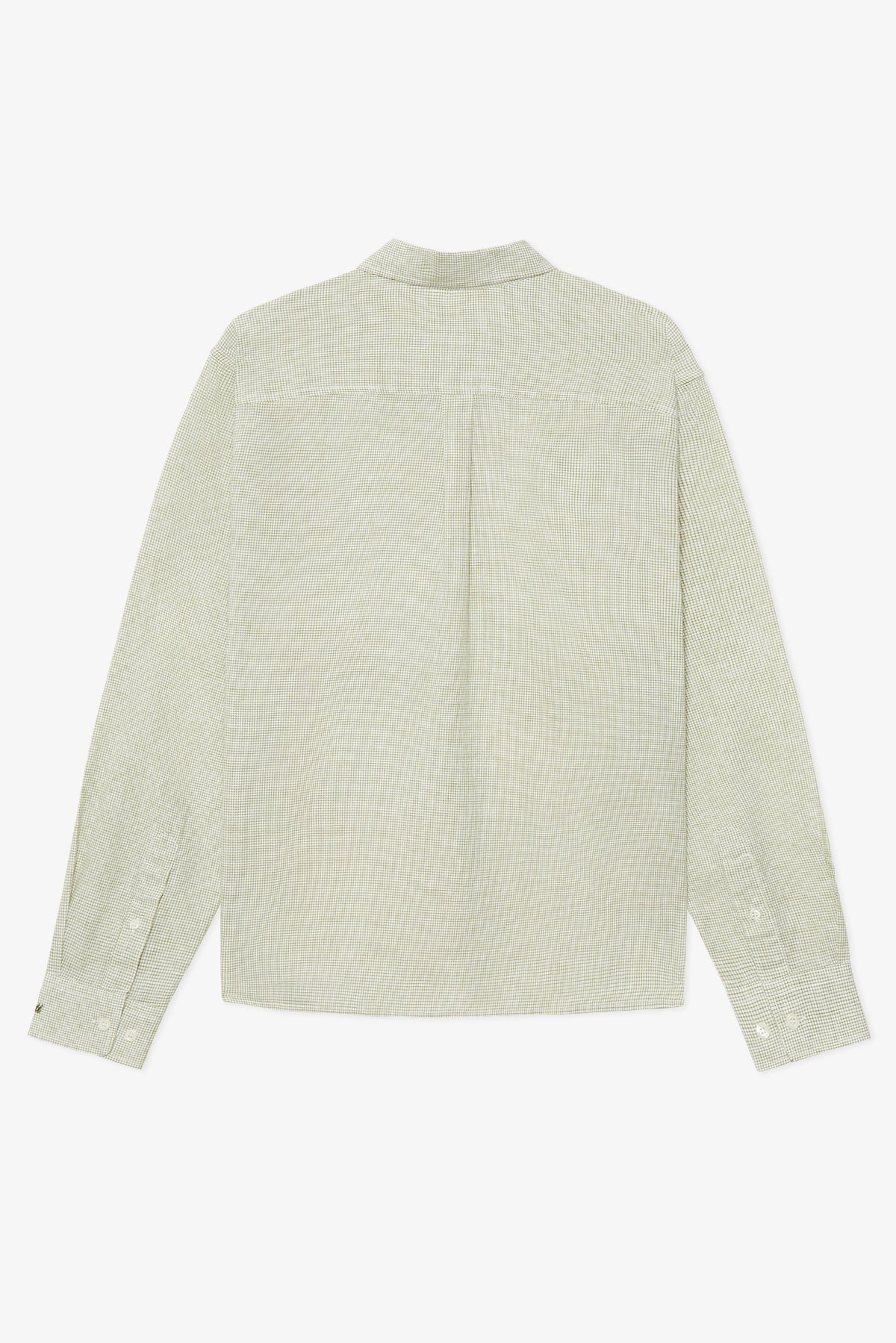 KHAKI MICRO CHECK LINEN BOXY SHIRT