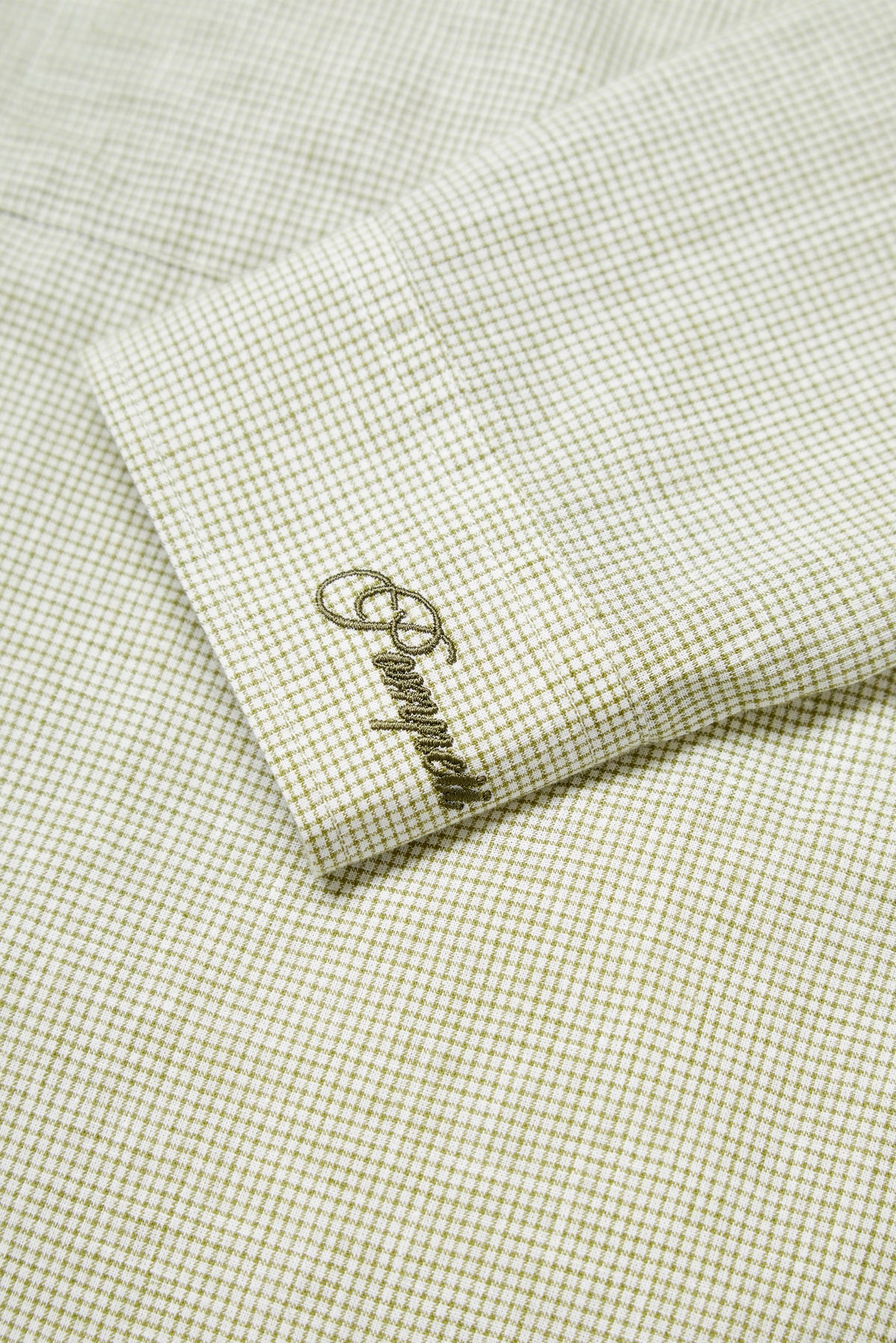 KHAKI MICRO CHECK LINEN BOXY SHIRT
