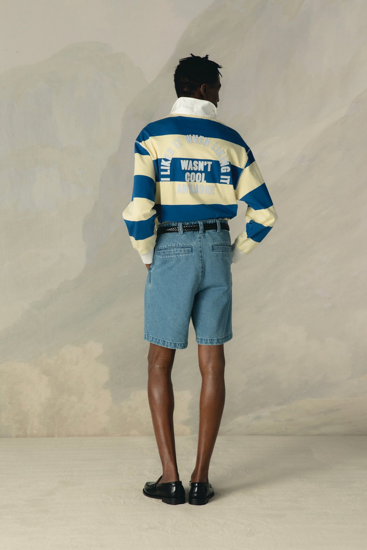 LEMON / AZURE STRIPED POLO SWEAT