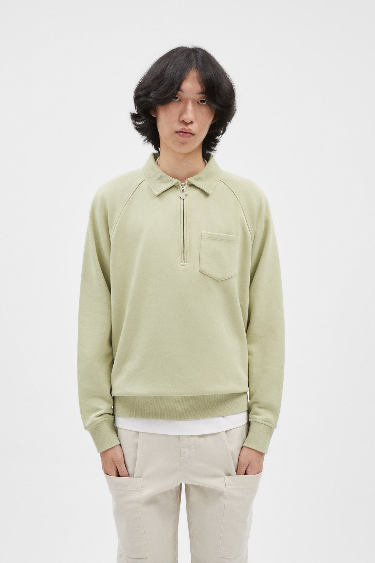 PISTACHIO ZIPPER SWEATSHIRT