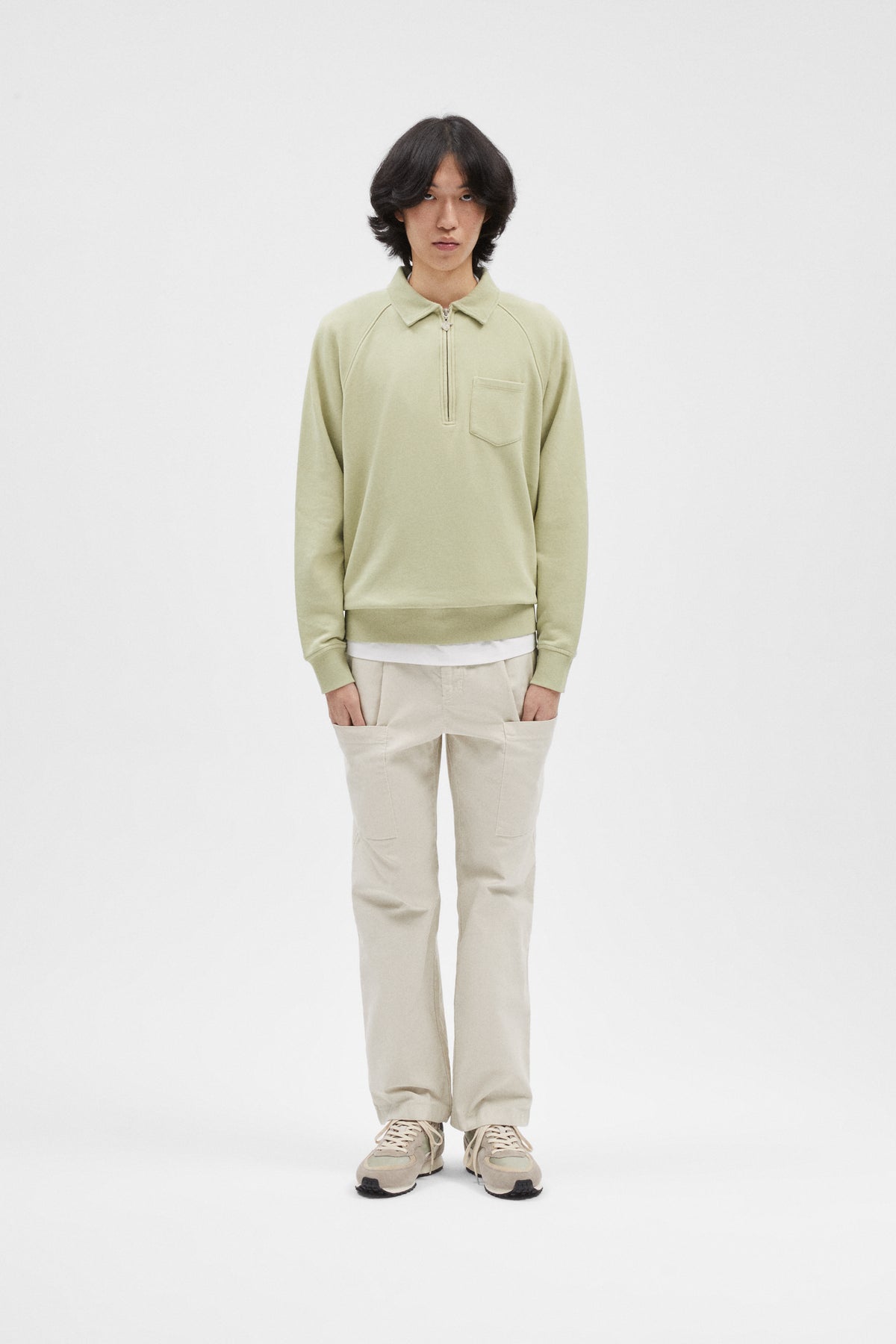 PISTACHIO ZIPPER SWEATSHIRT