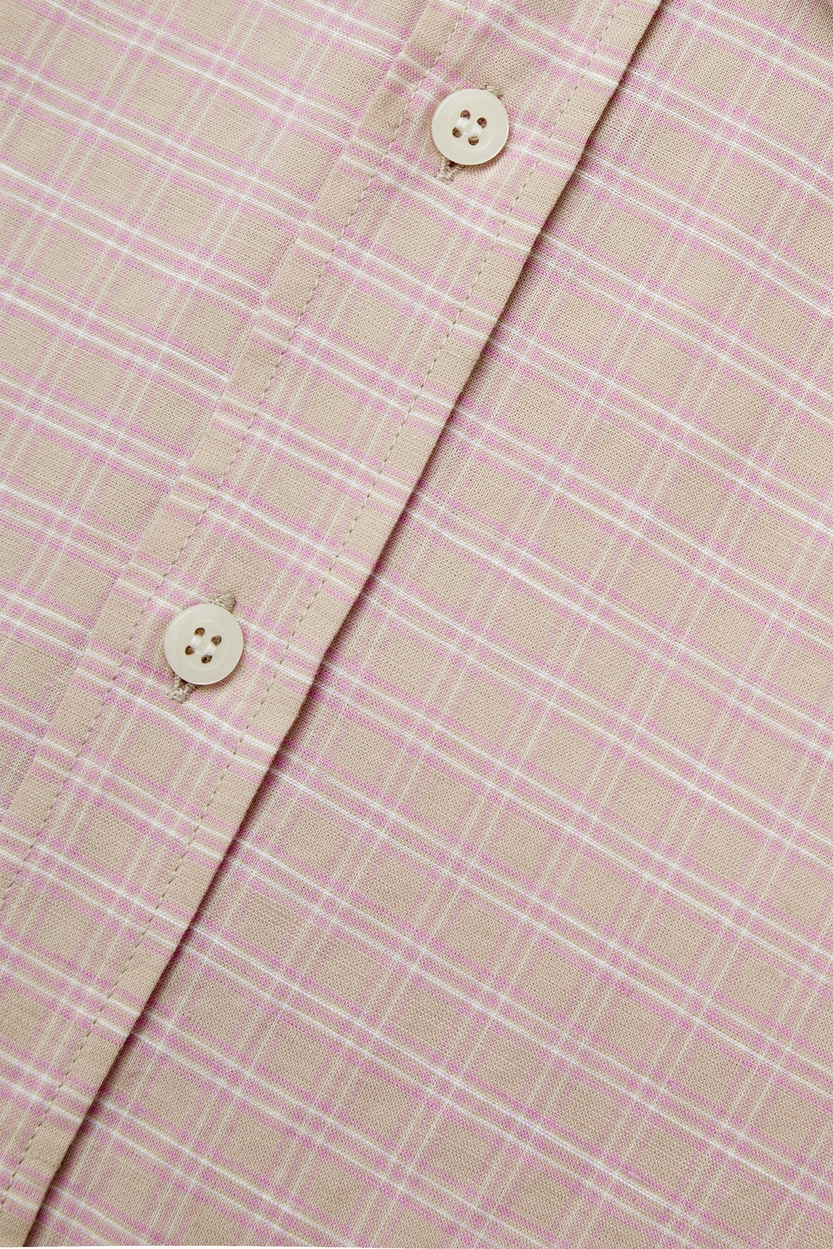 PINK MICRO CHECK RELAXED SHIRT