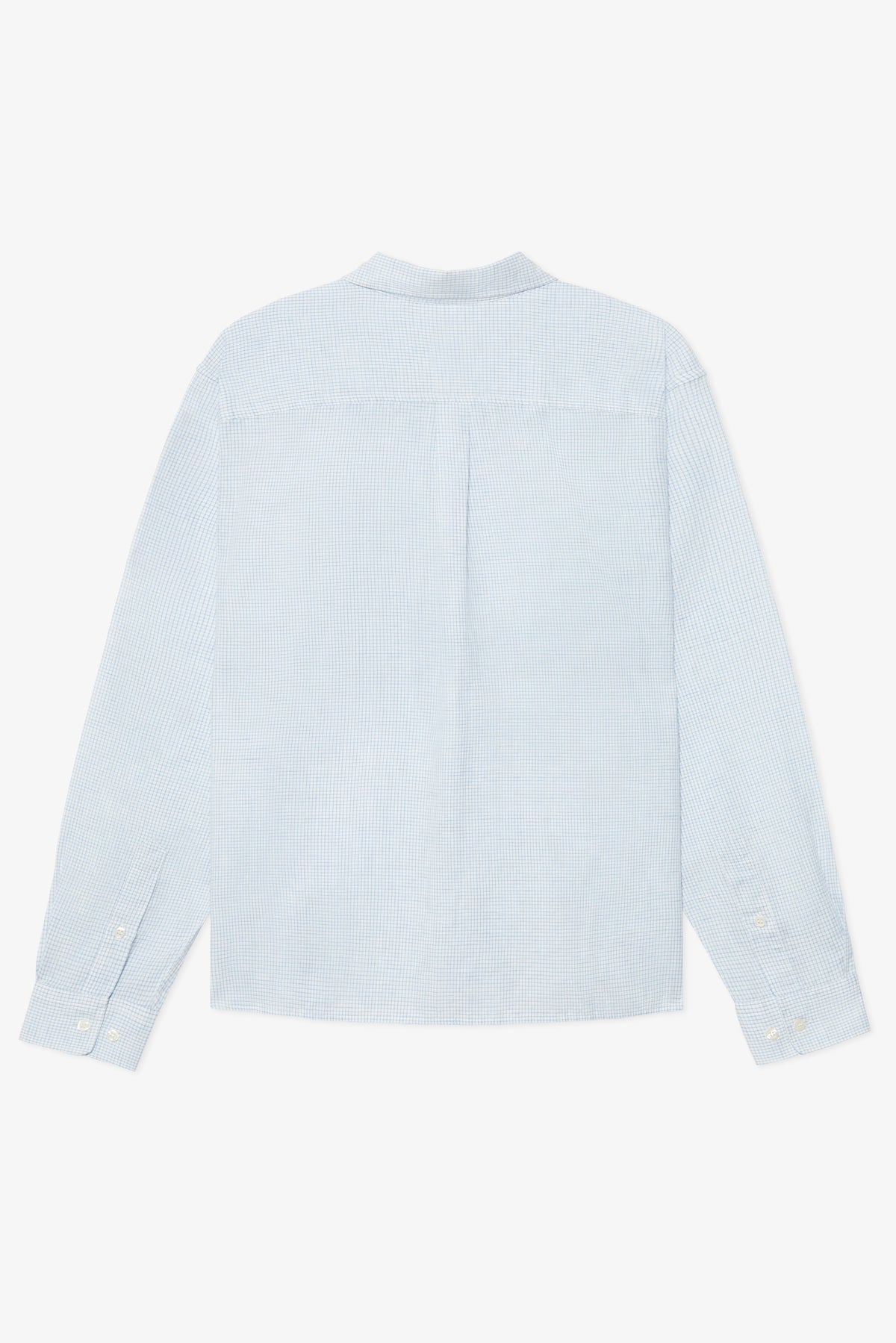 SKY BLUE MICRO CHECK LINEN BOXY SHIRT