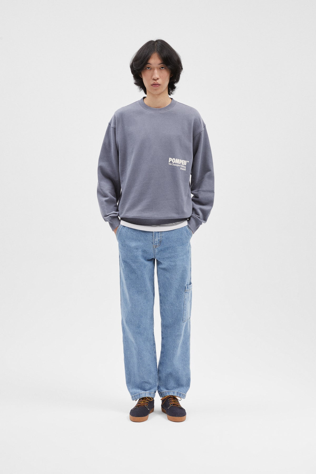 STEEL GREY LOGO CREWNECK SWEAT