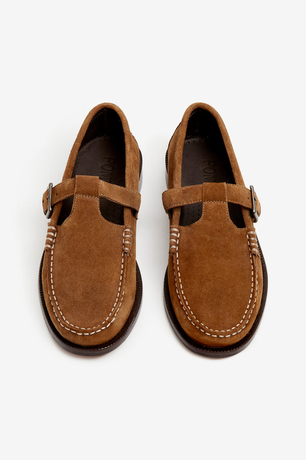 VEGA T BAR  SUEDE CHESTNUT